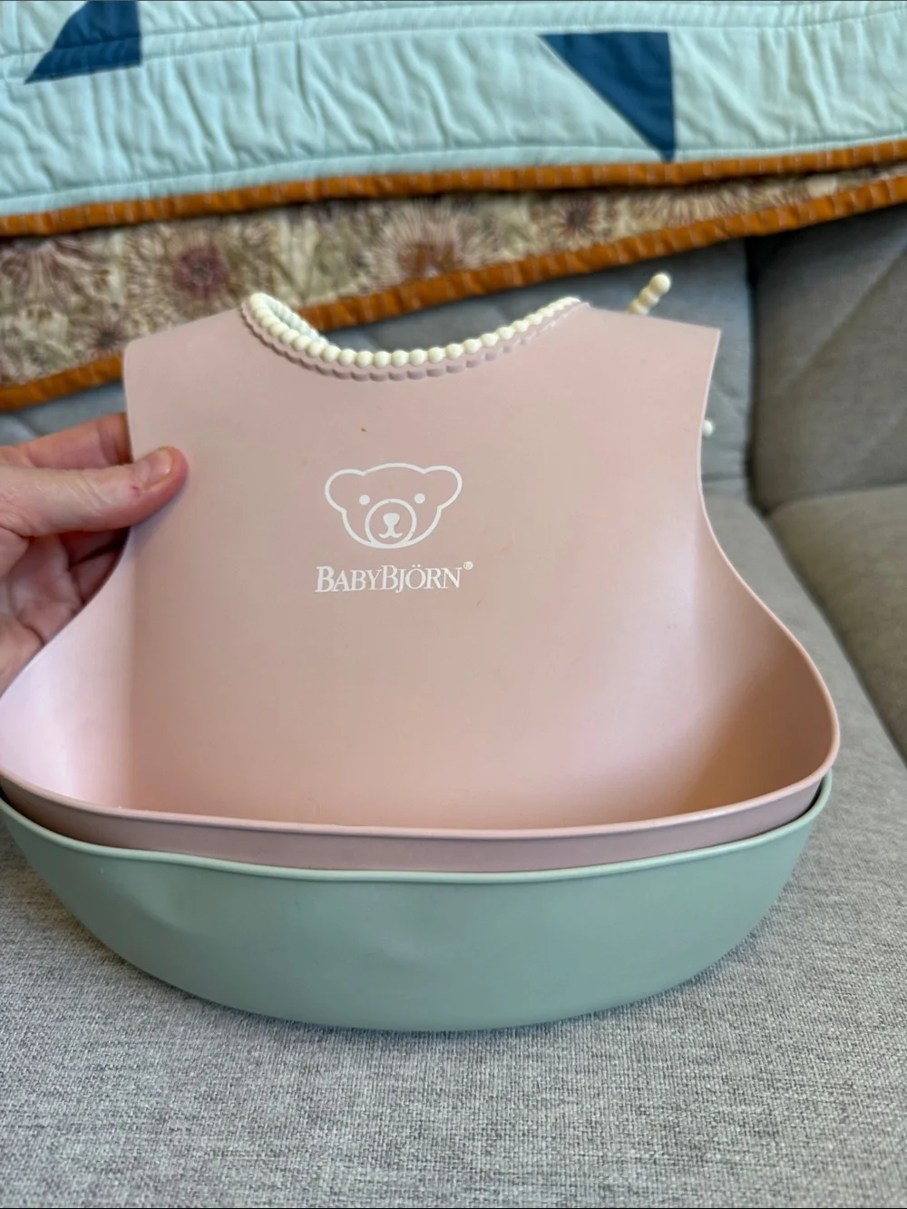 Waterproof Silicone Bibs — Pink & Green Set